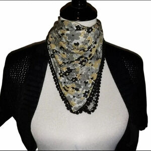 Echo‎ black/white/grey/yellow floral handkerchief
